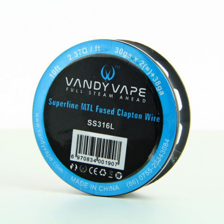 Superfine MTL Fused Clapton Wire SS316 30gaX2 + 38ga Vandy Vape