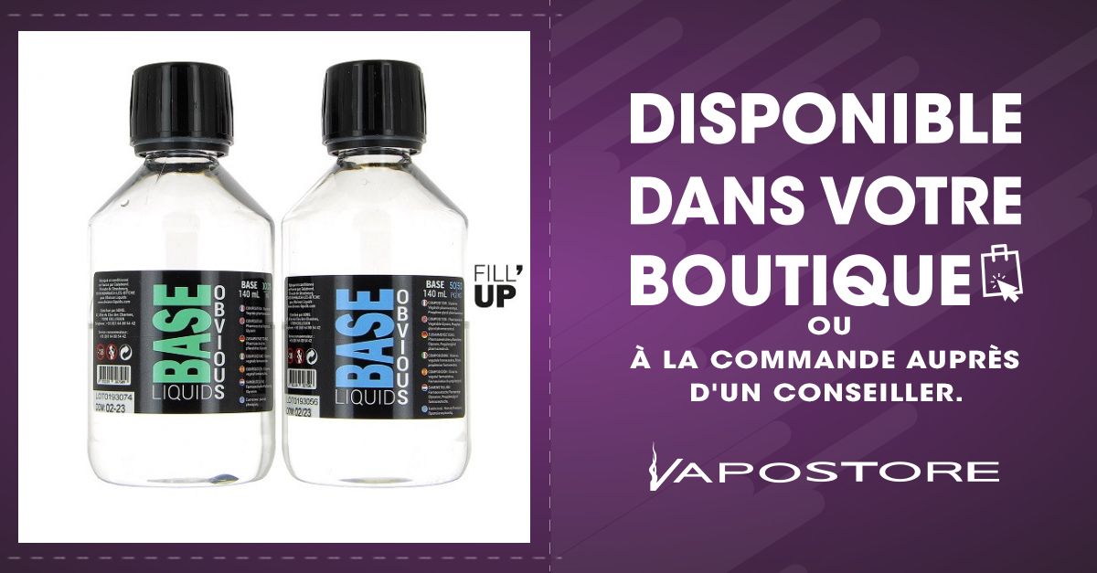 Base "Fill'UP" 140ml 00mg Obvious Liquids - Vapostore
