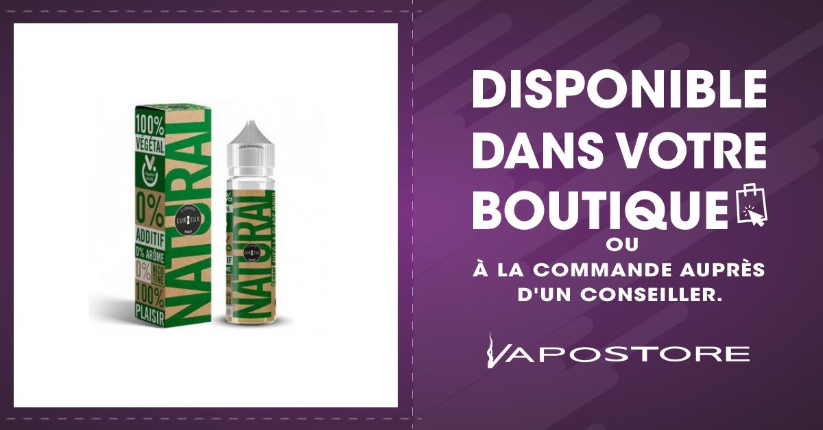Natural 100% Vgtal Curieux 50ml 00mg - Vapostore